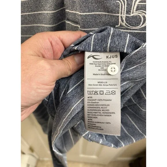 Kjus Polo Shirt The Open Mens Large Gray Stripe 150 2022 St Andrews